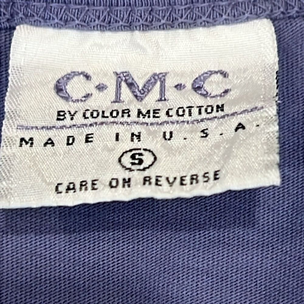 CMC (Color Me Cotton) Women's Purple V-Neck Top Tiered Bottom Cuff Buttons Sz S - Picture 5 of 9